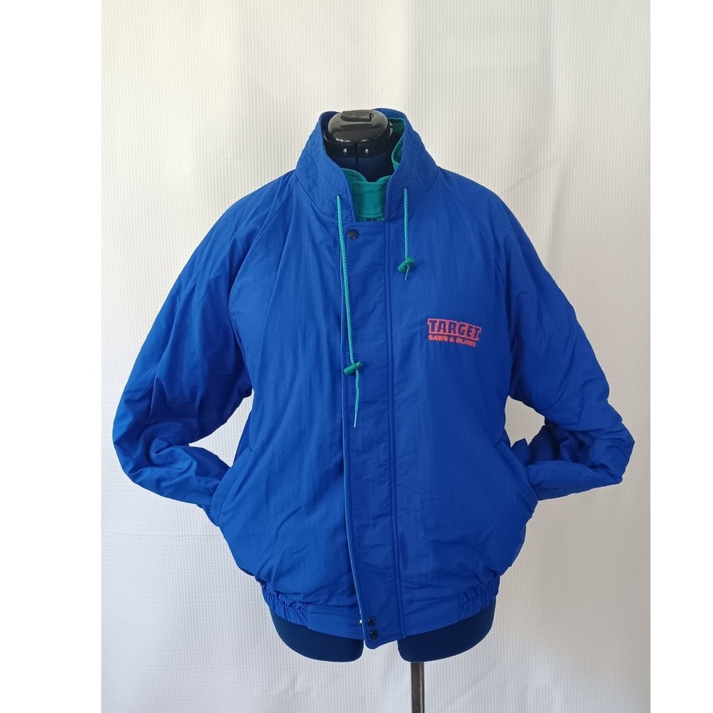 Vintage 90s K-Products Target Saws & Blades Jacket Blue USA Made Large KS0282